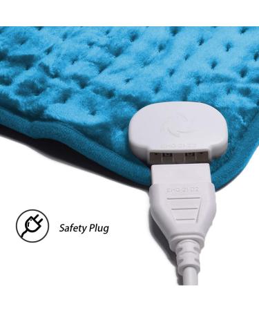 Ruqiji 17''x33'' XXXL King Size Fast-Heating Flannel Electric Heating Pad - 6 Temperature Settings, Pain Relief for Back, Neck, Shoulders, Abdomen, Legs - Light Teal - Buy Online on GoSupps.com