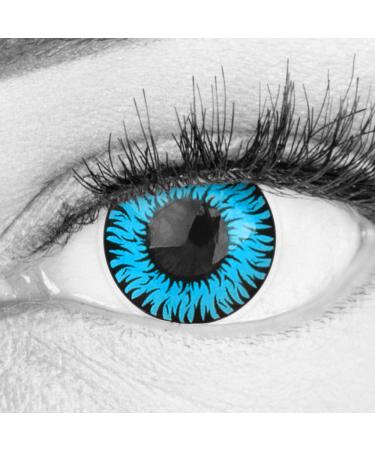 Colored Blue Contact Lenses Anime Werewolf Blue Circle Lenses Without Prescription Heroes Of Cosplay Highly Opaque Intense Colors with Free Lens Case Colored for Halloween Carnival