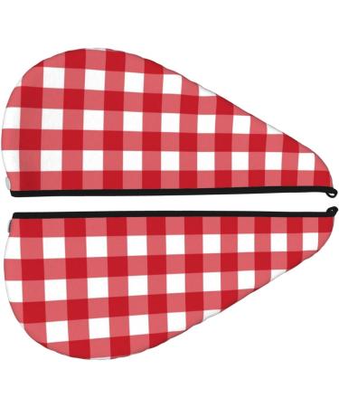 Red Checkboard Microfiber Hair Towel - Soft Super Absorbent Wrap for Long Curly & Thick Hair - Quick Dry Coral Velvet Cap for Women - Buy Online on GoSupps.com