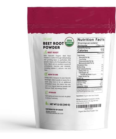 Organic Beet Root Powder for Baking & Blood Pressure - Kate Naturals | USDA Certified, Gluten Free, Energy & Stamina Booster - Buy Online on GoSupps.com