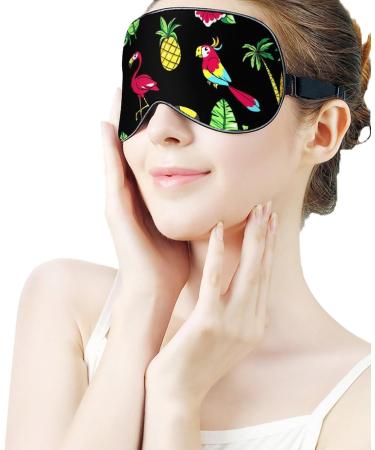 Tropic Palm Tree and Animal Sleep Mask Eye Cover for Sleeping Blindfold with Adjustable Strap Blocks Light Night Travel Nap for Men Women - Buy Online on GoSupps.com