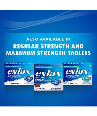 Ex-Lax Regular Strength Chocolate Laxatives - 24 Count | Constipation Relief Pills for Occasional Constipation - Buy Online on GoSupps.com