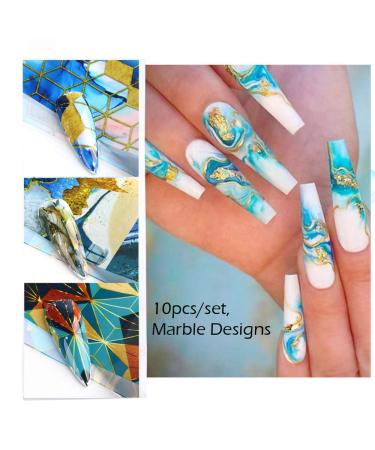 Marble Nail Art Foils Transfer Stickers - Nail Art Supplies for DIY Manicure Design - Buy Online on GoSupps.com