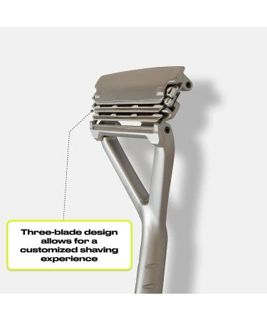 Leaf Chrome Razor - Plastic-Free Three-Blade Pivoting Head Razor | Women & Men - Buy Online on GoSupps.com