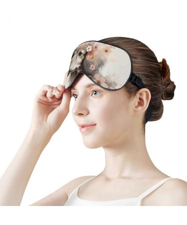 Watercolor Dachshund Sleeping Mask - Soft Pink Eye Mask with Flowers | Adjustable Light-Blocking Eye Cover for Women & Men - Buy Online on GoSupps.com