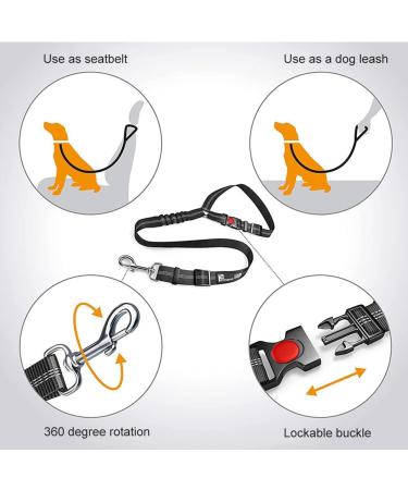 65-100cm Adjustable Dog Seat Belt for Cars UK Black Elastic and Crushioning Dog Car Harness with Headrest Safety Clip Durable and Heavy Duty - Buy Online on GoSupps.com