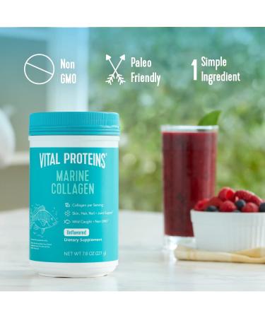Vital Proteins Marine Collagen Peptides Powder - 12g per Serving - Hydrolyzed Collagen Supplement for Skin, Hair, Nails, Joints, and Bones - 7.8 oz Canister - Buy Online on GoSupps.com