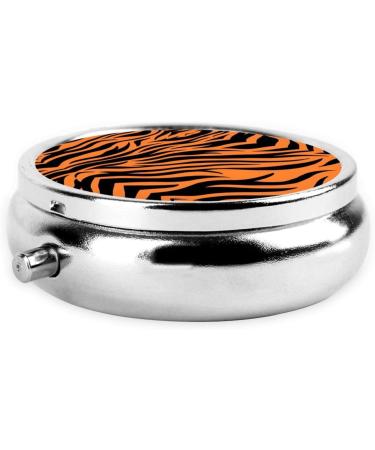 Tiger Stripes Orange Pattern Round Pill Box | Lightweight & Moisture-Proof | Portable Solution for Emergency Medication & Fish Oil - Buy Online on GoSupps.com