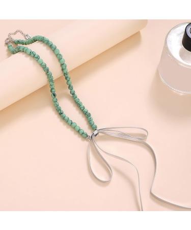 Oralgos Elegant Vintage Turquoise Necklace | Fashionable Collarbone Chain & Loop Trailer | Perfect Party Jewelry - Buy Online on GoSupps.com