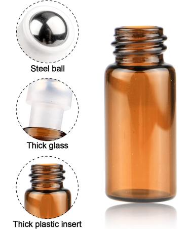 25 Pcs Mini Tiny Essential Oil Glass Roller Bottles - Refillable Aromatherapy Perfume Vials with Metal Rollerball - 2ml Amber Glass Roll On Bottles - Buy Online on GoSupps.com