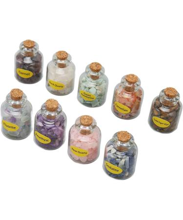 Weikeya Mini Stone Bottles - 9pcs Chip Stone Set Colorful Glass Containers for Decoration | International Shipping Available - Buy Online on GoSupps.com
