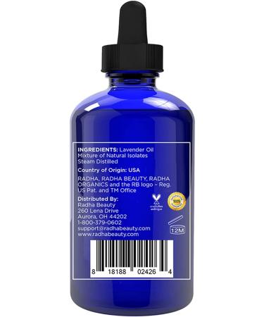 Radha Beauty Lavender Essential Oil 4oz - Premium Therapeutic Grade for Aromatherapy, Relaxation, and More - Buy Online on GoSupps.com