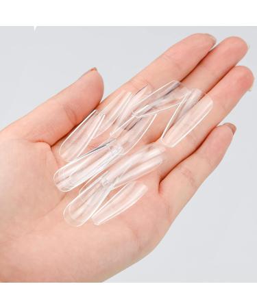 500 Pieces Acrylic Artificial Nail Tips - Ballerina Press-On Nails in 10 Sizes with Clear Box Nail Glue & Brush | International Shipping - Buy Online on GoSupps.com
