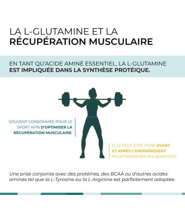 L-Glutamine Cuure Amino Acid Powder 60 g 100% Pure Sports Recovery Highly Bioavailable 30 Days Neutral Flavor Made in France - Buy Online on GoSupps.com