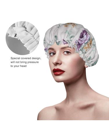 Flower Printed Shower Cap - Waterproof, Fits All Head Sizes & Hair Textures for Women - Buy Online on GoSupps.com