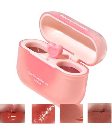  Sirseon Colorful Lip Gloss Moisturizing Lip Gloss Girls Lip Gloss Double Glitter Lip Glaze Double Lipstick Balm Shaped Lip Balm In Earphone Case - Buy Online on GoSupps.com