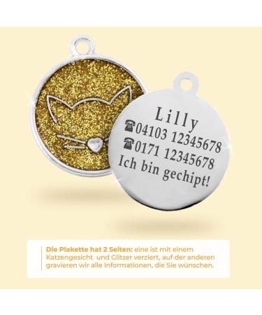 Personalized Ibera Gifts - Engraved Cat Collar for Medium to Large Cats | Glitter Gold Design - Buy Online on GoSupps.com