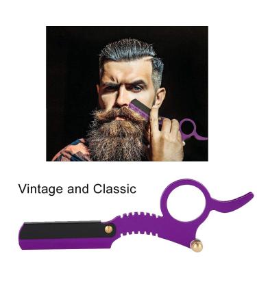 Vintage Classic Barber Straight Edge Shaver - Easy Blade Replacement Ideal for Salons & Hair Enthusiasts (Purple) - Buy Online on GoSupps.com
