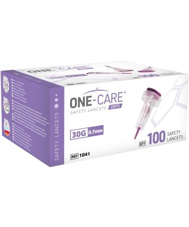 MediVena ONE-CARE Safety Lancets - 30G Sterile Finger Prick Device for Diabetes Testing Push Button Activation 100/Box - Buy Online on GoSupps.com