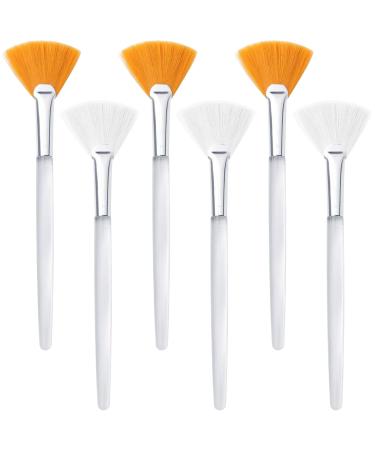 Vegcoo 6 Fan brush cosmetics mask brush face fan -shaped mask brushes compartments mask brushes for make -up push on mud cleaning face (white)