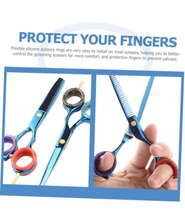 ADOCARN Dog Grooming Scissors Set - 20 Non-Slip Scissors with Silicone Finger Rings for Professional Pet Grooming - Buy Online on GoSupps.com