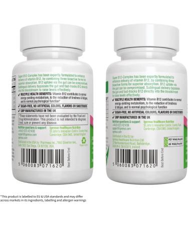 Super B12-Complex 1000mcg - 180 Servings, Methylcobalamin, Adenosylcobalamin & Hydroxocobalamin, High Absorption Sublingual Vitamin, Vegan, Sugar-Free Melts - Buy Online on GoSupps.com