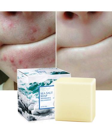 Soap with Sea Salt Natural Goat's Milk for Face Dry and Natural Oily Skin  Remove Acne Anti-cellulite Soap (3.52 Oz)