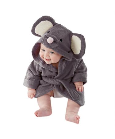 CuteOn Unisex Baby Kids Cartoon Animal Flannel Hooded Bathrobe Pajamas Nightwear 110 Mouse