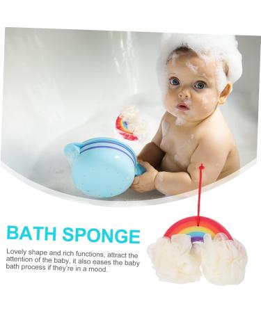 POPETPOP Rainbow Bath Ball & Foam Sponge Set - 2 Pcs Pearlescent Shower Scrubber & Loofah - Ideal for Baby Cleaning Supplies & Spa Experience - Buy Online on GoSupps.com