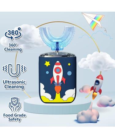 Ultrasonic Kids Electric Toothbrush - 6 Modes, 2 Brush Heads, IPX7 Waterproof, Automatic Toothbrush for 2-7 Year Olds - Blue | Ideal Birthday Gift - Buy Online on GoSupps.com