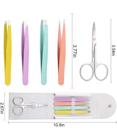 Professional Eyebrow Tweezers Set - 5 Stainless Steel Tools for Precise Plucking & Hair Removal - Buy Online on GoSupps.com