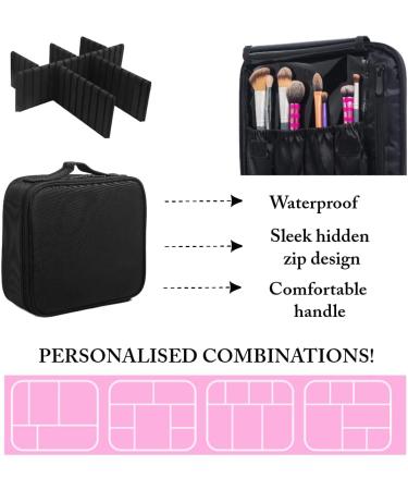 Buy Stylish Black Makeup Bag for Women - Travel Cosmetic Bag with Compartments | International Shipping Available - Buy Online on GoSupps.com
