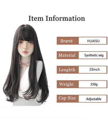 Long Black Wig with Bangs for Women - 25 inch Natural Hair Cosplay Wig - Buy Online on GoSupps.com