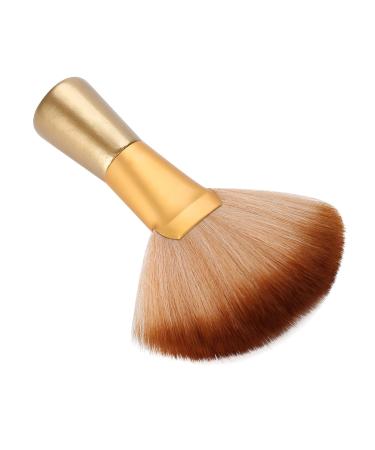 Golden soft large fan shaped salon stylist barber neck and face dusting brush for hair cleaning and hair styling barber tools hairdressing brush