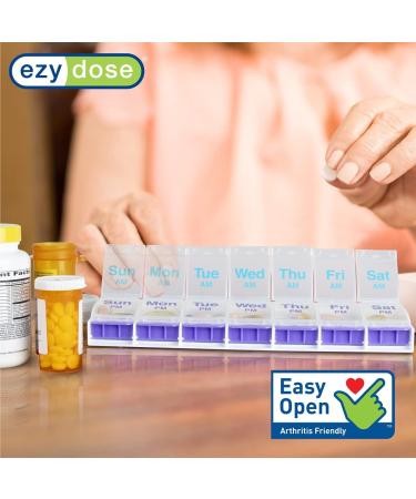 Ezy Dose Push Button Weekly Pill Organizer - Arthritis Friendly 7-Day Planner (Pack of 6) - Medium Color May Vary - International Shipping Available - Buy Online on GoSupps.com