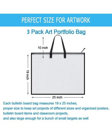 VikYel Art Portfolio Bag 19x25 Inch - Poster Storage Bag with Zipper and Handle (3 Pack) - Ideal for Artworks, Bulletin Boards, Painting, Charts, Teaching Material - Buy Online on GoSupps.com