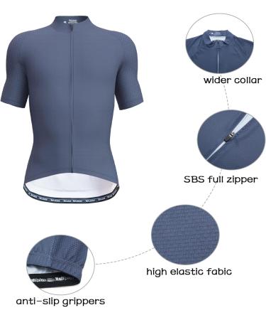 Lo.gas Cycling Jersey for Men | Short Sleeve Road Bike Jersey with Zipper & Pockets | Summer Breathable Grey Blue XL - Buy Online on GoSupps.com