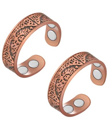 Vicmag 4X Strength Magnetic Copper Rings for Women with 3500 Gauss Magnets 100% Solid Pure Copper Adjustable with Jewelry Gift Box 2PCS (Copper Life Tree) - Buy Online on GoSupps.com