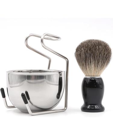 Elvielsl Men's 3-in-1 Shaving Kit with Badger Hair Brush and Stainless Steel Bowl - Traditional Wet Shave Set for Men - Buy Online on GoSupps.com