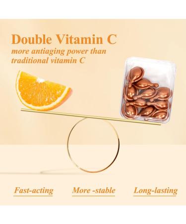 Concentrated Vitamin C Facial Serum Capsules - Bulk Set of 40 Capsules with Brightening and Nourishing Serum for Radiance Smooth Complexion and Hydration | Vitamin C Skincare - Buy Online on GoSupps.com