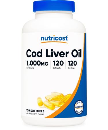 Nutricost Cod Liver Oil 1000mg 120 Softgels - Non-GMO & Gluten Free