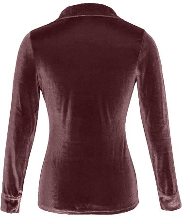 Velvet Oversized T-Shirt for Women - Winter Fashion, Casual Short Sleeve with Pocket and Button Detail - Watermelon Red, Medium - Buy Online on GoSupps.com