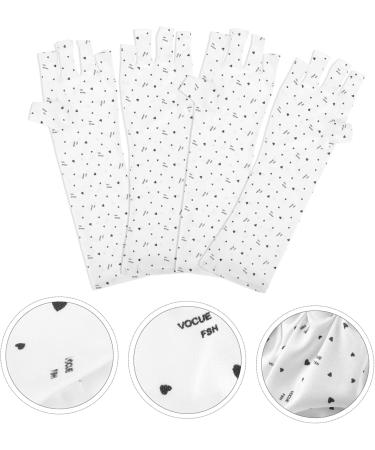 minkissy 4 Pairs Nail Gloves Uv Gloves for Gel Manicures Uv Lamp Glove for Gel Nails Fingerless Anti Uv Glove Protection Gloves for Manicures Light Polyester Miss Pattern White - Buy Online on GoSupps.com