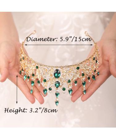 JWICOS Baroque Emerald Green Tiara Crown for Women | Rhinestone Wedding Princess Crown Tiara | Prom, Pageant, Birthday Party Accessory - Buy Online on GoSupps.com