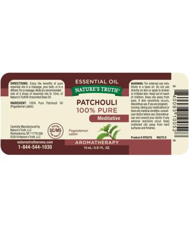 Buy Natures Truth Patchouli Essential Oil - 0.51 Fl Oz | Premium Quality & International Shipping - Buy Online on GoSupps.com