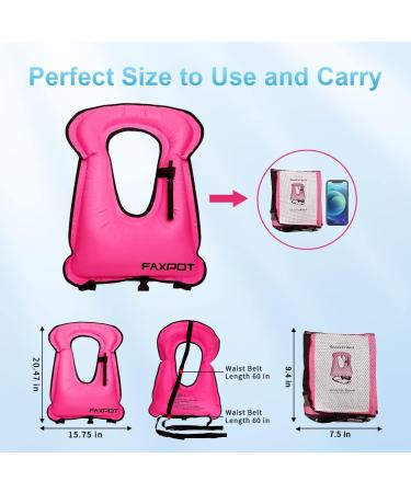 Faxpot Snorkel Vest | Portable Kayaking Buoyancy Jacket | Diving Surfing Swim Vest | Adjustable for Adults | Pink - Buy Online on GoSupps.com