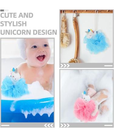 Baluue 4Pcs Unicorn Loofahs - Kids Bath Sponges & Animal Shower Poufs for Fun Bath Time - Buy Online on GoSupps.com