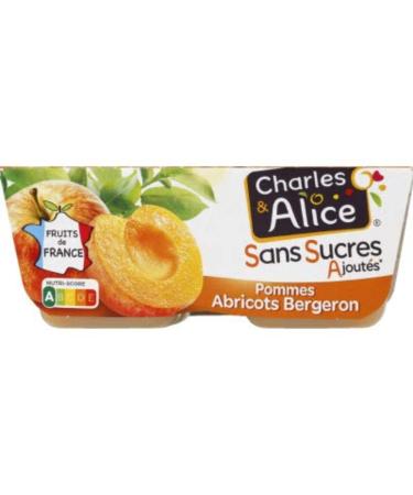 Charles & Alice Bergeron apple/apricot fruit desserts, no added sugar - 4 x 100g pots