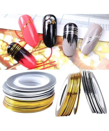 20 Rolls Gold & Silver Striping Tape | Nail Art Sticker Polish Transfer | Adhesive Foils for Manicure Decoration - Buy Online on GoSupps.com