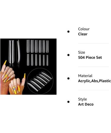 Deciniee XXXL Clear False Nails Kit - 504 Piece Set for Manicure Home DIY Nail Art - Buy Online on GoSupps.com